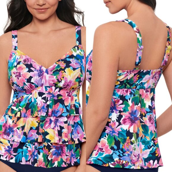 Swim Solutions Other - Swim Solutions Garden Swan Triple-Tiered Tankini NWT Sz 12